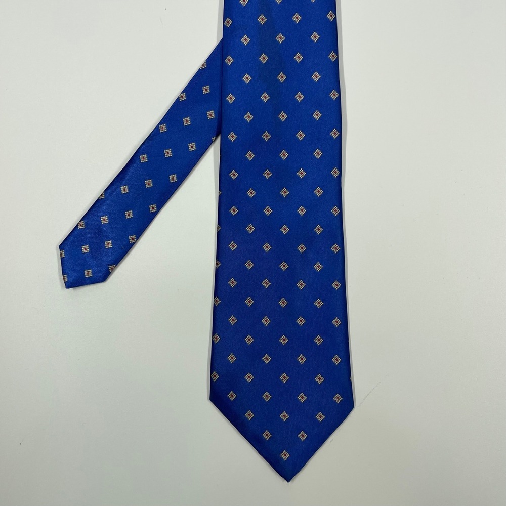 Buckingham Blue Necktie Geometric Diamond Silk Blend Mens OS